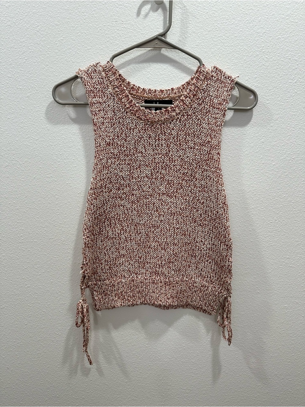 Lulus Side Tie Sleeveless Knit Tank Top - Blush Mix small elegant summer